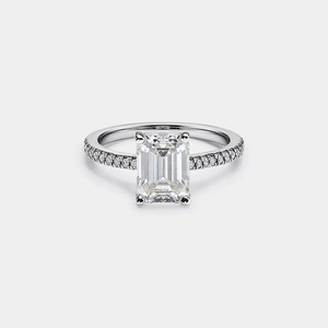 925 Sterling Silver Emerald Cut Moissanite <b>Ring</b> Gift For Engagement & Anniversary - Product Image 3