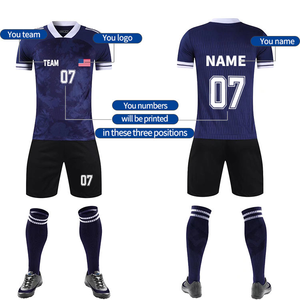 ชุดเสื้อฟุตบอลชายแบบสั่งทำพิเศษ พิมพ์ลายแบบ Sublimation คอวี แขนสั้น ระบายเหงื่อได้ดี ใช้ได้ทุกฤดู ขนาดผู้ใหญ่ - Product Image 2