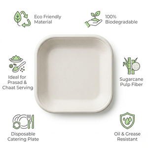 Classic Biodegradable Bagasse Poha & Pani Puri Plate | Eco-Friendly Disposable Sugarcane Plate for Bengali <b>Sweets</b> & Catering Use - Product Image 4