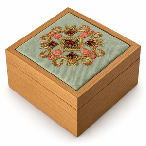 Caja de Madera para Chocolates con Tapa Metálica Gris y Perilla con Escultura Floral para Eventos y Regalos Premium, Tamaños y Colores Personalizables - Product Image 6