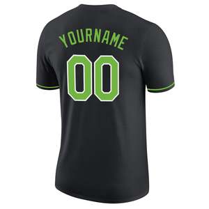Camiseta de Béisbol Personalizada para Hombre, Negra y Verde, con Nombre y Número del Equipo, Impresión Serigrafiada, Absorbe la Humedad, Manga Corta, Corte Regular, Ropa para Adultos - Product Image 2