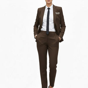 Conjunto de Blazer y Pantalones Slim de Último Diseño, Cierre Cruzado con Botones, Tejido de Algodón y Poliéster, Traje Formal de Negocios para Mujer - Product Image 5