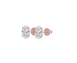 Pendientes de Lujo con Diamantes Ovalados Cultivados en Laboratorio de 1.00 Quilates, Color E-F, Claridad VS+, Chapados en Oro Blanco de 9K, con Engaste de Cuatro Puntas - Product Image 6