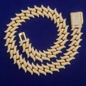 Chunky Moissanite <b>Necklace</b> Cuban Link Chain Rhinestone Inlay <b>Statement</b> Neckwear for Men Streetwear - Product Image 5