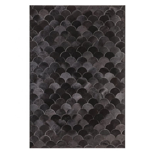 Modern Abstract <b>Velvet</b> Area Rug Rectangle <b>Black</b> Fish Scale Pattern Low Pile Tufted Non-Slip Rubber Backing Living Room Decor - Product Image 5