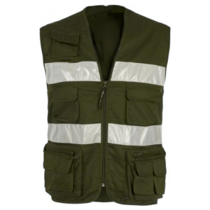 Chaleco de Seguridad Reflectante de Alta Visibilidad para Hombre, Ropa de Trabajo de Poliéster Gris con Bolsillos y Cierre de Cremallera - Product Image 2