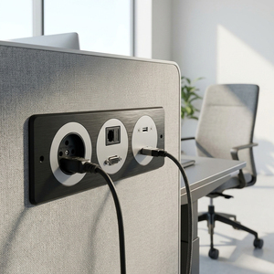 <span class=keywords><strong>Prise</strong></span> de courant de bureau modulaire à trois positions avec écran intégré, module multimédia personnalisable, <span class=keywords><strong>prise</strong></span> de courant intégrée - Product Image 4