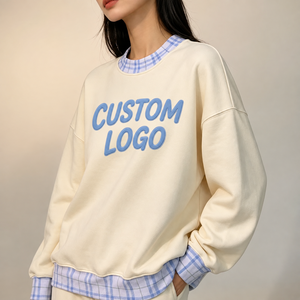 Stylish Oversized Two Piece Sweatshirts Vintage Graphic Applique Fleece Collar Hem <b>Pullover</b> <b>Men</b> Women's Blank Hoodie Brand - Product Image 2
