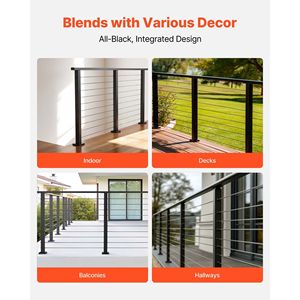 Kit Completo Ringhiera a Cavo da 6,5 piedi, Corrimano in Acciaio Inossidabile Nero Opaco Alto 35 Pollici, Tagliabile per Ringhiere Interne/Esterne - Product Image 6