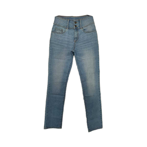 Femmes à la mode Style décontracté jambe droite taille moyenne jean 100% coton Denim bouton braguette respirant Anti-rides broderie pour - Product Image 1