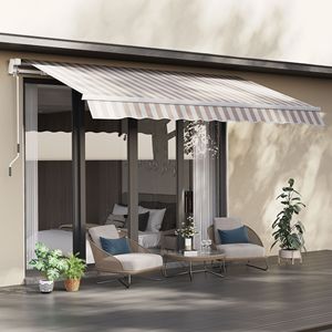 Tenda Parasole Retrattile Beige 3,6x2,4m con Manovella Manuale per Patio, Terrazza e Giardino - Product Image 2