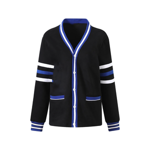 Zeta Phi Beta Black Chenille V-neck Premium Greek Letter Vintage Wool/Cashmere <b>Thick</b> Winter <b>Cardigan</b> Embroidered Patch Unisex - Product Image 1