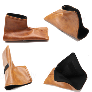 Housse de tête de club de golf en cuir PU marron brodée avec bande élastique, résistante à la poussière, accessoire de golf - Product Image 5
