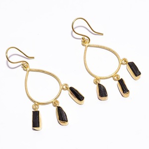 Raw Citrine Gemstone Ethnic Wedding Engagement Drop <b>Earrings</b> Indian Handmade 14K Gold Plated wholesaler bulk - Product Image 3