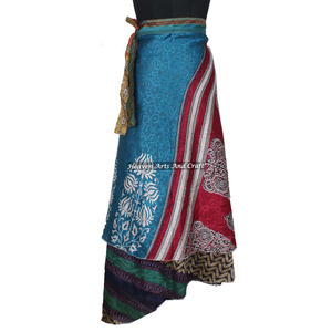 Falda Larga Reversible de Seda Mágica de 38 Pulgadas, Estilo Halter Tubo, Tallas Grandes, Vintage, Sari Indio de Seda Mágica, Estilo Hippie - Product Image 4