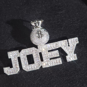 Luxury Moissanite Joey Money Bag Pendant Necklace Iced Out Custom <b>Name</b> Hip Hop Charm Jewelry Silver Gold - Product Image 4