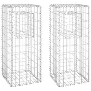 Postes para Cestas de Gabiones, 2 unidades, 15.7"x15.7"x39.4", de Hierro para Cercas, Enrejados y Puertas - Product Image 2