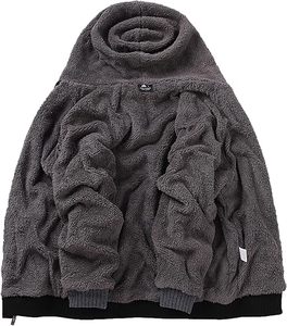 Sweat-shirt à capuche noir avec manches grises et bordure contrastante, fermeture éclair intégrale, vêtement décontracté pour adultes, usage promotionnel hiver - Product Image 2
