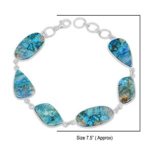 High Finish Silver Plated Adjustable Bezel Setting Natural Chrysocolla Multi Shape Bohemian Geometric Trendy Fashion Bangle - Product Image 2