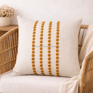 Housse de coussin tissée à la main motif chevron moutarde, coussin décoratif géométrique texturé, décoration bohème pour la maison - Product Image 2