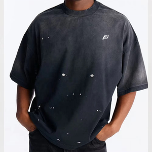 Camisetas Personalizadas de Manga Corta para Hombre, Estilo Vintage, Lavadas, con Diseño de Salpicaduras de Pintura, Streetwear Y2K, Venta al Por Mayor, Proveedor de EE. UU. - Product Image 2