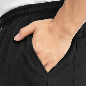 Latest Design Customized <b>Men</b> Shorts Wholesale Casual Wear Lightweight Black Polyester/Cotton Solid High Waist <b>Drawstring</b> - Product Image 3