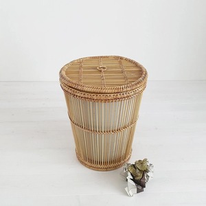 Cesto de Ropa Redondo de Ratán, Cesta de Ropa Tejida con Tapa, Organizador de Almacenamiento para el Hogar - Product Image 2
