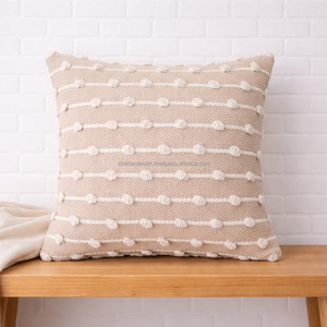 Weave Pattern Cotton Boho Designer Pillow <b>Covers</b> 20X20 for Living Room <b>Sofa</b> Multi Color Handwoven Wool Rectangle Boho Pillowslip - Product Image 4