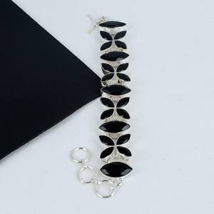 Black Spinel Gemstone Handmade Bracelet 925 Sterling Silver Jewelry Luxury Black Spinel Bracelet Gift - Product Image 3