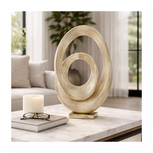 Sculpture Circulaire Abstraite Plaqué Or 20 Pouces Décoration Artistique Contemporaine Faite à la Main pour Table de Salon - Product Image 6