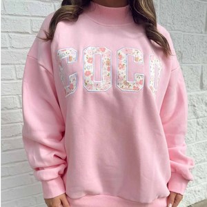 XOXO Custom Heavyweight <b>Mock</b> <b>Neck</b> Sweatshirt Women Men Ladies Unisex Polka Dot Gingham Patch Vintage Style Clothing - Product Image 3