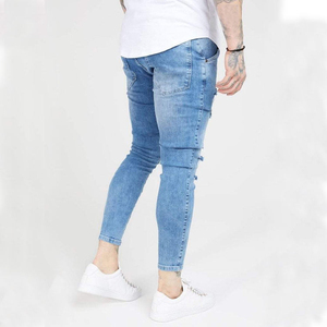 Pantalones vaqueros ajustados para hombre 2024, diseño liso rasgado, de algodón ligero, cintura media, talla grande, venta al por mayor, de fábrica pakistaní - Product Image 2