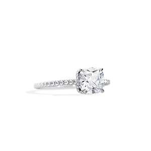 Round Cut Diamond Engagement Ring Women's 14k gold plated Prong Setting Pave Band Floral Style IGI Certified - Product Image 3