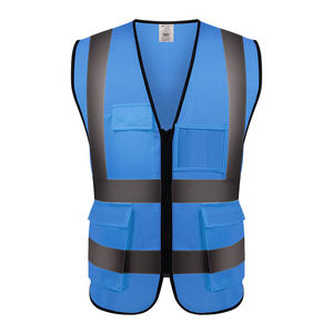 Gilet de sécurité haute visibilité fluorescent réfléchissant rouge avec poches et fermeture éclair, unisexe, vêtements de travail, construction, imperméable, service OEM - Product Image 5