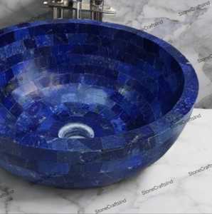 ANURAG HANDICRAFT Lavabo en marbre bleu poli moderne, lavabo de salle de bain de luxe fait à la main, cadeaux élégants pour mariages, anniversaires - Product Image 2