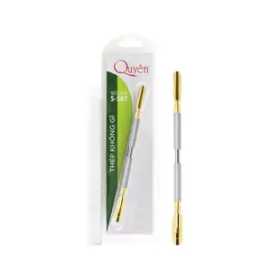 Cuticle Pusher Quyen Beauty S-507 Professional Silver High Quality Plated Head Cuticle Push Cleaner Stainless Steel Golden OEM