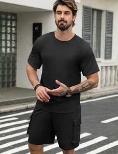 <b>Men</b> Summer Tracksuit Set T Shirt and Drawstring Shorts 2 Piece Outfit OEM Custom Bulk - Product Image 2