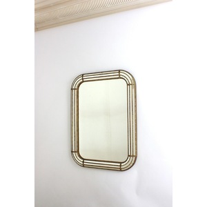 Traditional Framed Wall Mirror With <b>Arched</b> Top Metal <b>Frame</b> Decorative Glass Design - Product Image 5