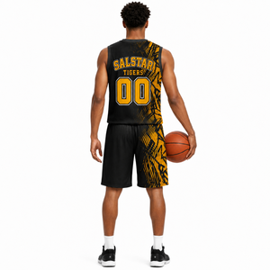 Maillots de basket-ball personnalisés pour hommes, design tendance, haute qualité, ensembles d'uniformes d'équipe, col en V, sans manches, maille 100% polyester, séchage rapide - Product Image 3