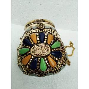 Pochette vintage en métal argenté antique pour femmes, accessoires de mode en cristal - Product Image 6