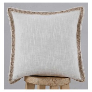 Funda de Cojín Cuadrada de Lino y Algodón con Patrón Geométrico a Cuadros, Bordes con Flecos, Lavable, Decorativa - Product Image 5