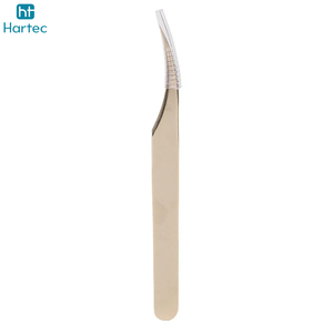 Gold Color Pointed Stainless Steel Eyelash Extension Tweezers, High Precision Curved Tip for Volume Lashes and Isolation - Product Image 2