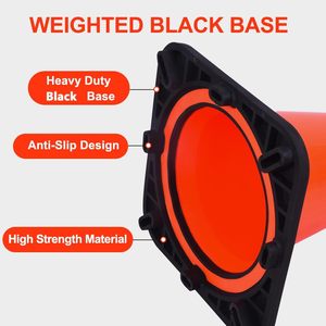 CITICITY 18 Inch Orange PVC Traffic Cones with Black Base, Reflective Safety Cones, Durable Construction Parking Cones for Roads - Product Image 5