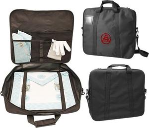 Bordado a Mano del Triple Tau del Capítulo del Arco Real – Bordado Rojo Directo |   Bolso Masónico de Imitación de Cuero con Correa - Product Image 1