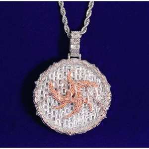 จี้มอสซาไนต์ VVS ทรงกลมและทรงบาแกตต์ ประดับเพชรแบบไอซ์ สร้อยคอสไตล์ฮิปฮอป เงินแท้ 925 - Product Image 2