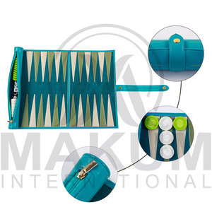 Jeu de Backgammon Carré Portable Écologique Personnalisable – Jeu de Voyage en Cuir Enroulable Idéal pour Cadeau/Fête Facile à Utiliser - Product Image 3
