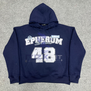 Best Zipper Distressed Hoodie <b>Rhinestone</b> Zip up <b>Jacket</b> Customized Design Top Impact Acid Wash Men Fleece Streetwear Hoodie - Product Image 1