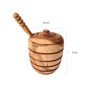 Pot à miel en bois massif écologique, fabriqué à la main, avec couvercle anti-humidité, design moderne pour utilisation en cuisine - Product Image 4