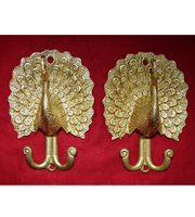 Crochet mural en métal personnalisé en forme de paon, finition laiton antique, crochet décoratif pour vêtements, crochet mural fait main de style indien pour vêtements