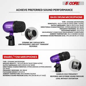 Kit de Micrófonos Profesionales de Condensador Cardioide XLR de 5 Núcleos para Conga, Snare y Tom - Product Image 4